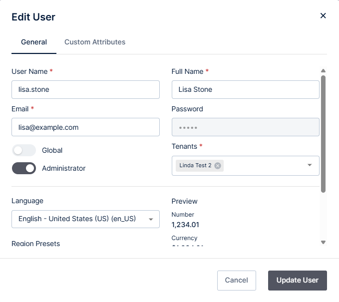 make changes to this user here