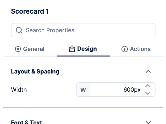 Setting the scorecard Width property