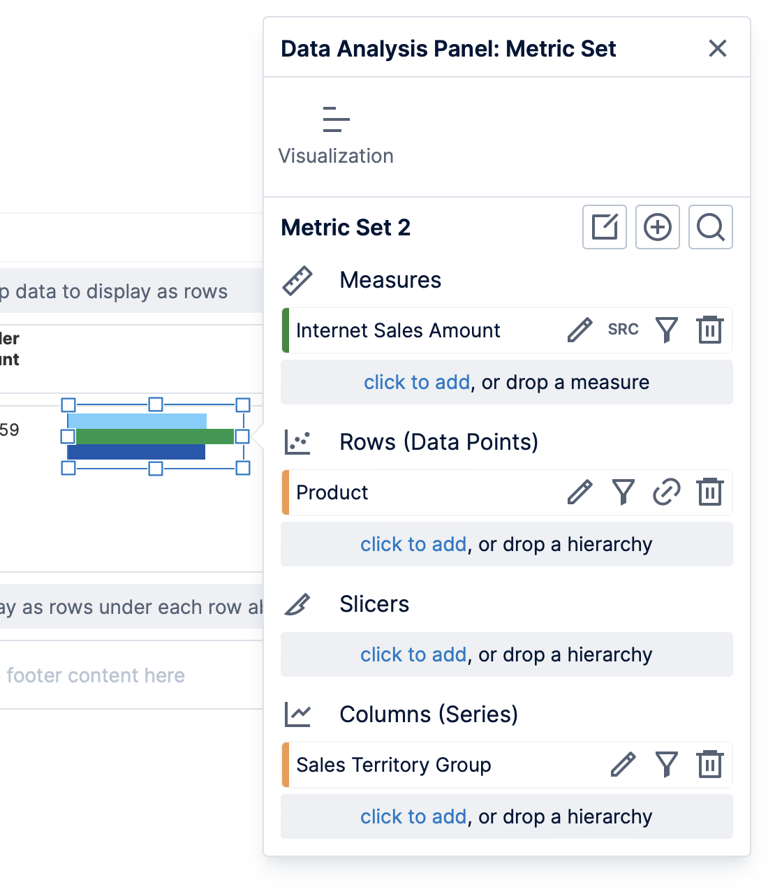 Internet Sales Amount by Sales Territory Group data bar