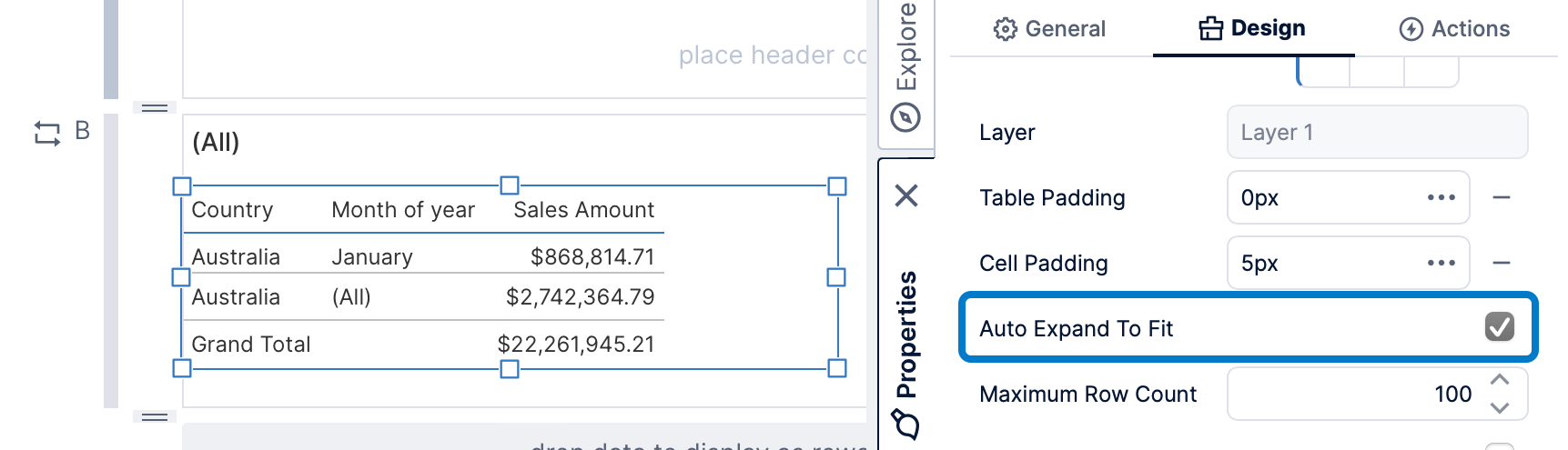 Select Auto Expand To Fit in Properties then design tab