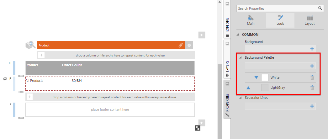Set up the background palette colors
