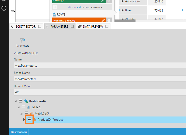 Connect the view parameter