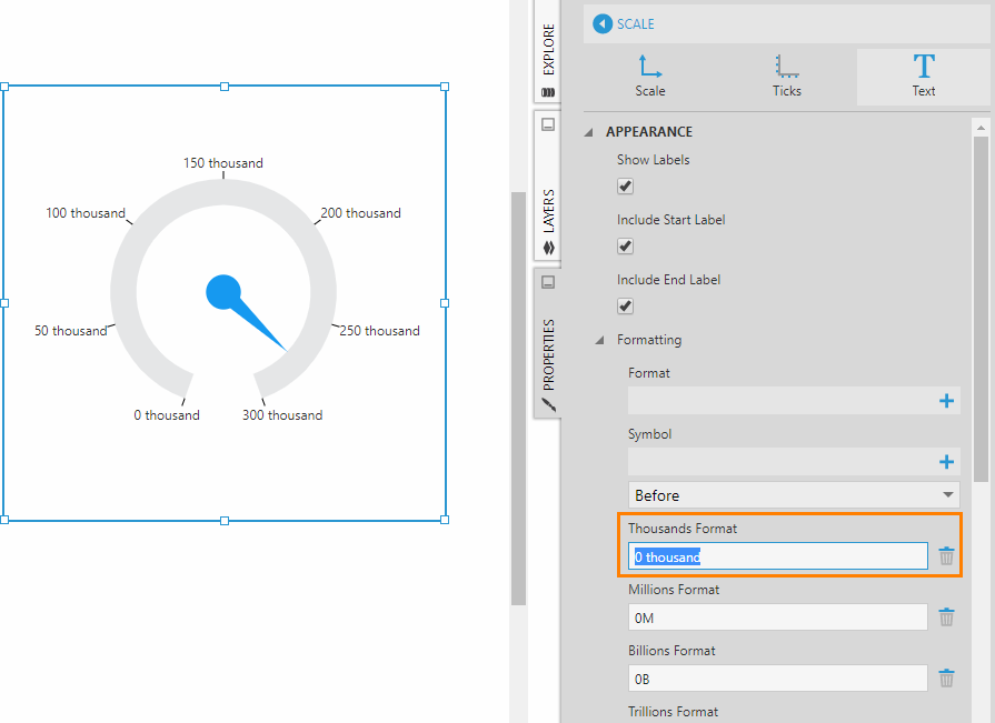 Change the formatting for large values
