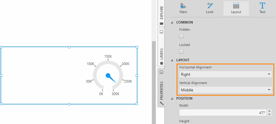 Change the alignment of the radial gauge