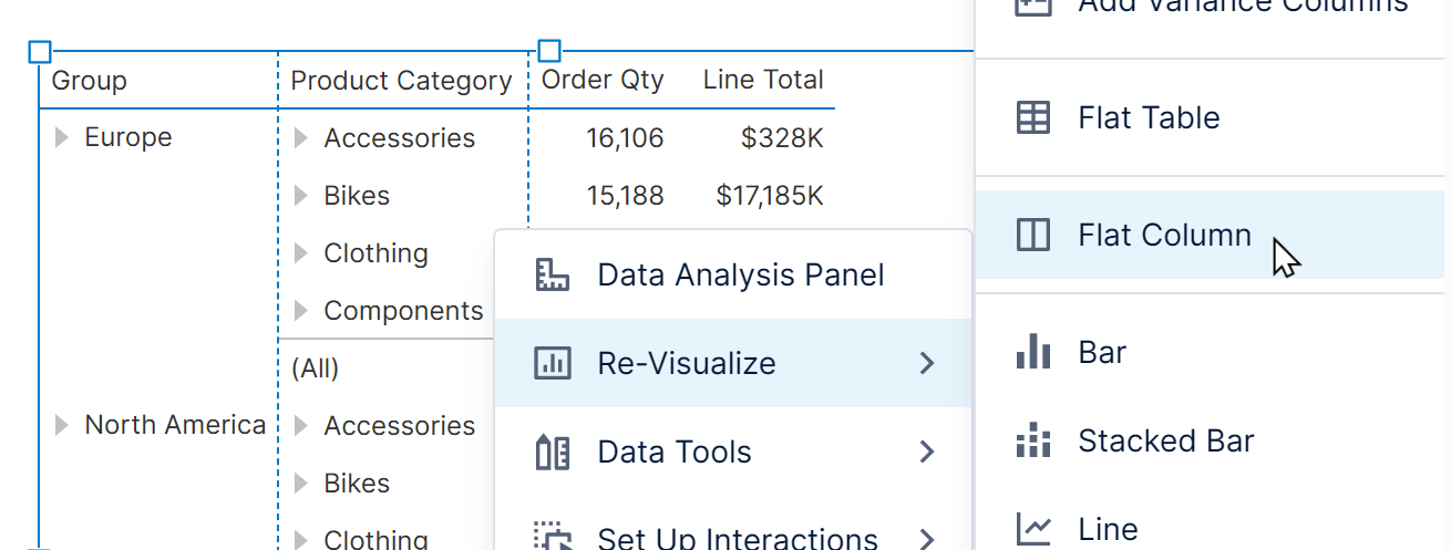 Display as a flat column