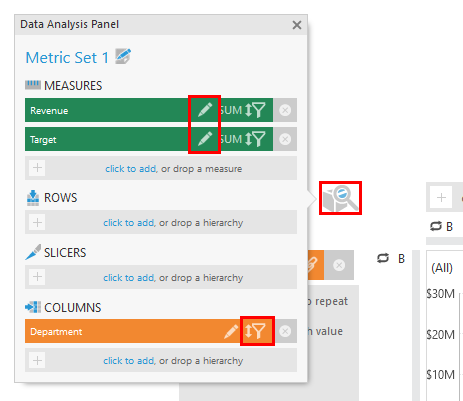 Sorting and filtering when editing