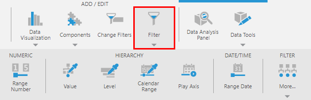 Adding filters to the parameter bar