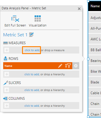 Click to add a measure