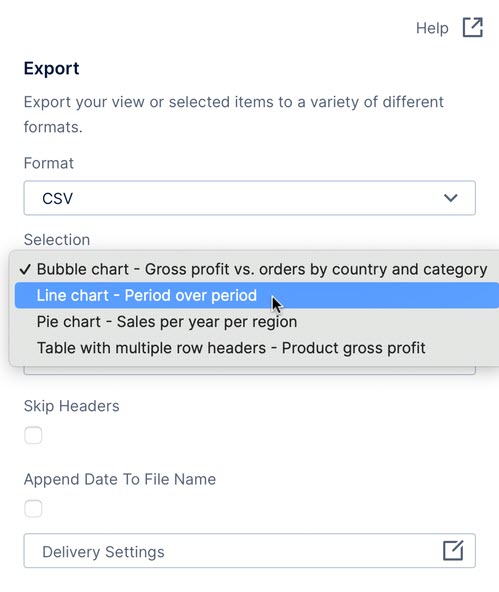 select  export opitions