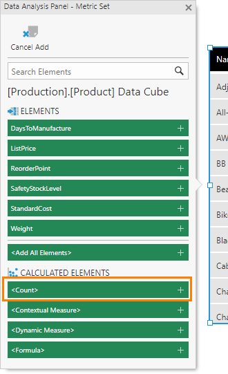 Select the Count measure