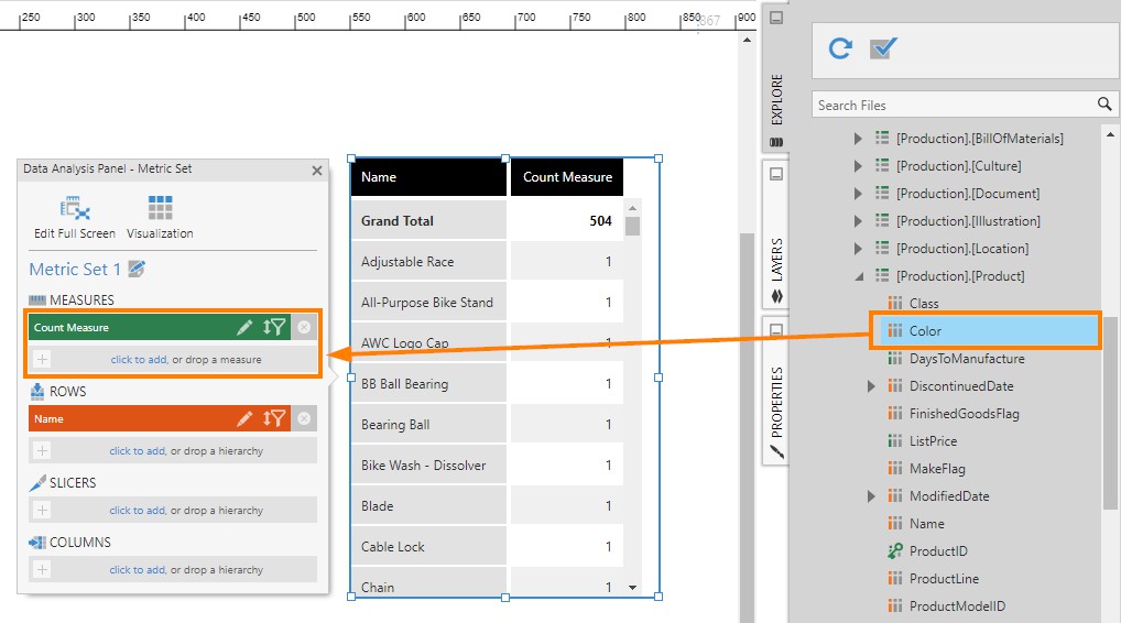 Drag Color to Measures