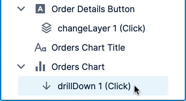 Interactions listed in the Layers window 