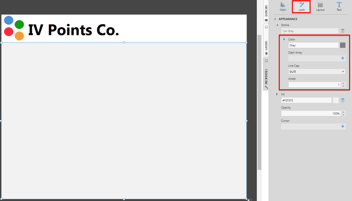 Set the appearance of the rectangle