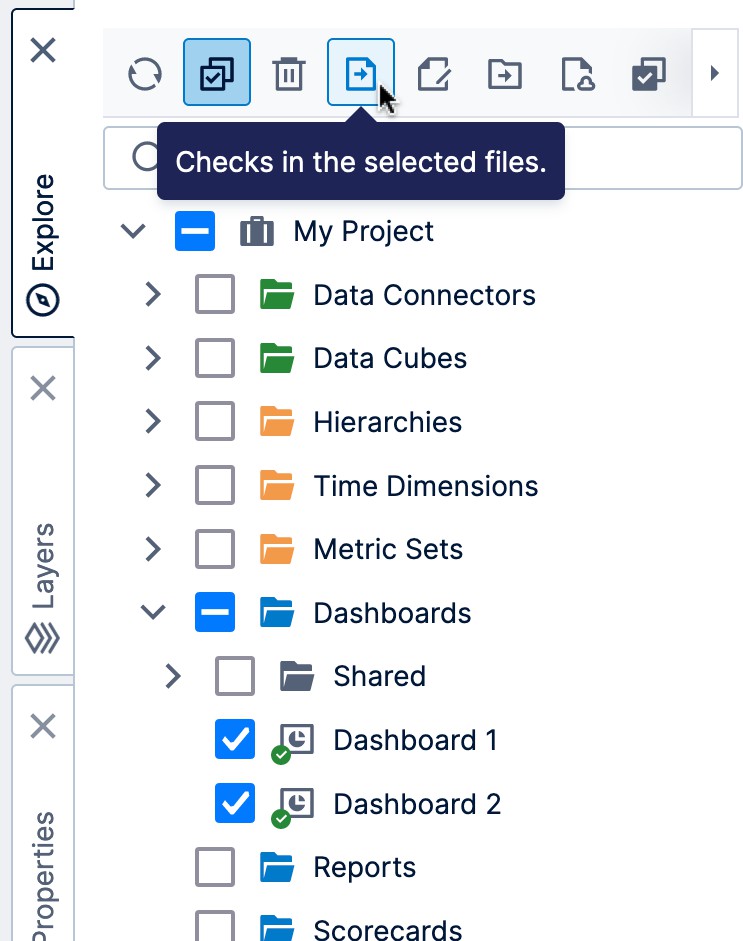 Use the Explore toolbar to enable checkboxes and apply operations to multiple files at once