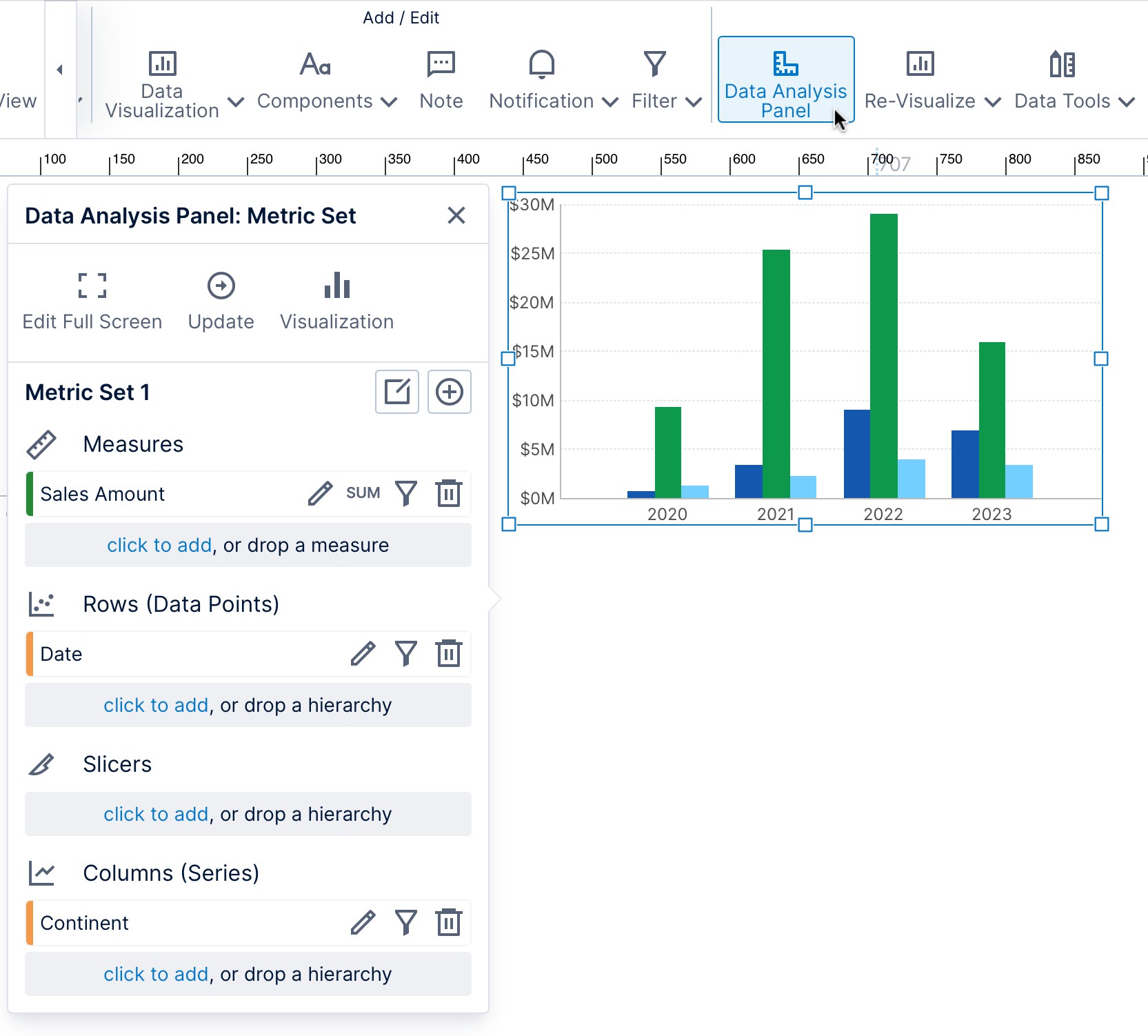 Open the Data Analysis Panel from the toolbar 