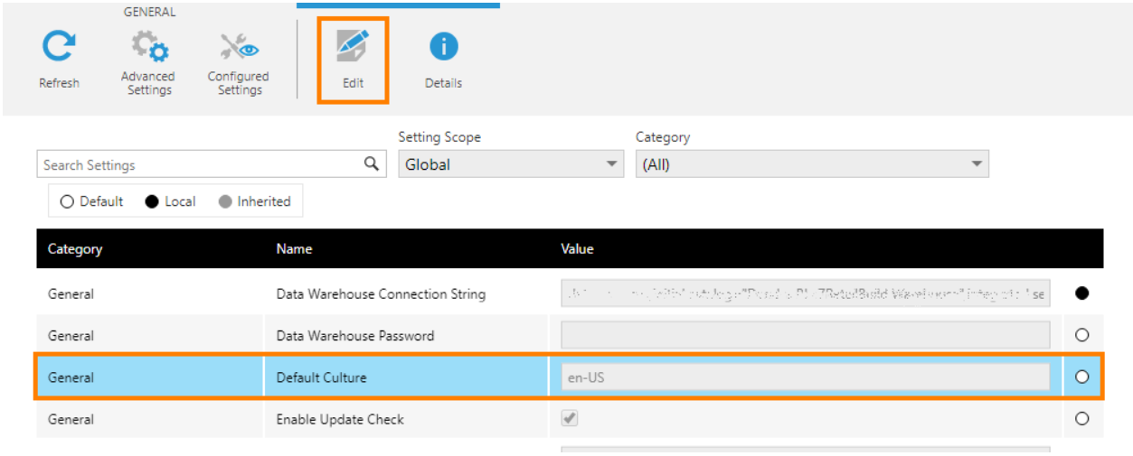Default Culture configuration setting
