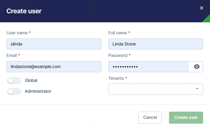 Use this work area to define new users in your environment.
