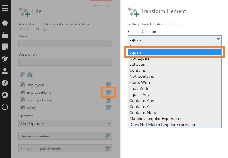 Set the Element Operator to Equals
