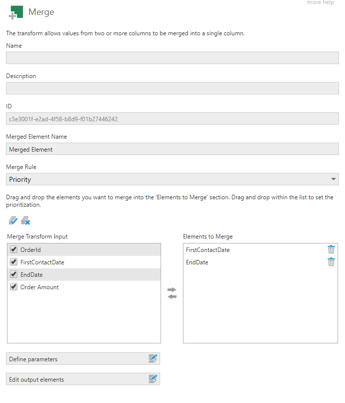 Merge the transform configuration