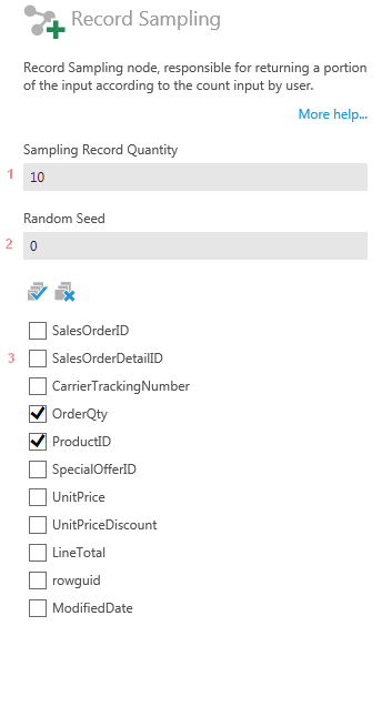 Record Sampling transform configuration