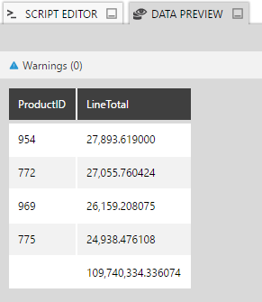 Preview the data from the Union transform 