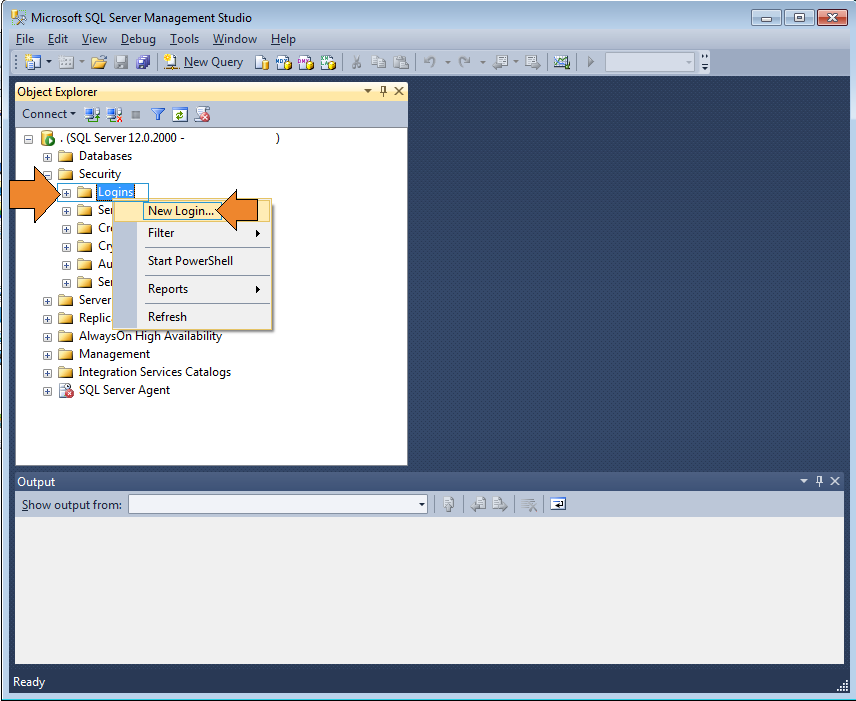 Create SQL Server authentication login from context menu
