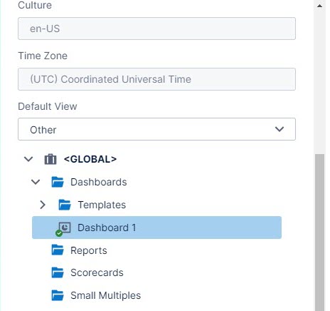 Setting the default view to a specific dashboard