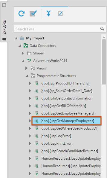 Drag the stored procedure to the canvas