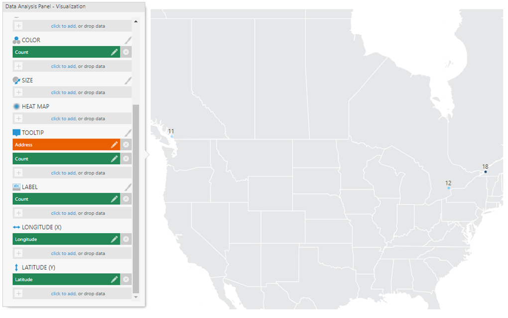 Display the results on a map