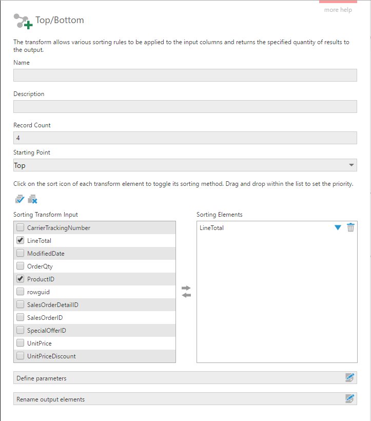 Configure the Top/Bottom transform