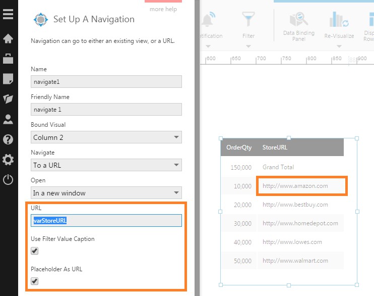 Use the Placeholder As URL option when your data consists of URLs