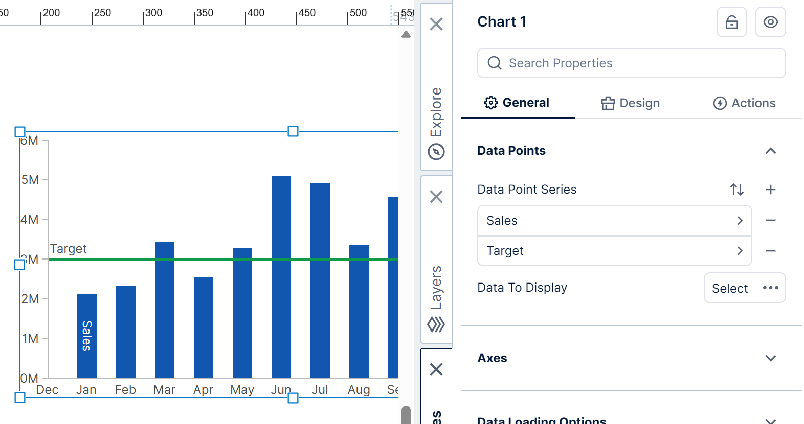 Click on a series to edit its properties
