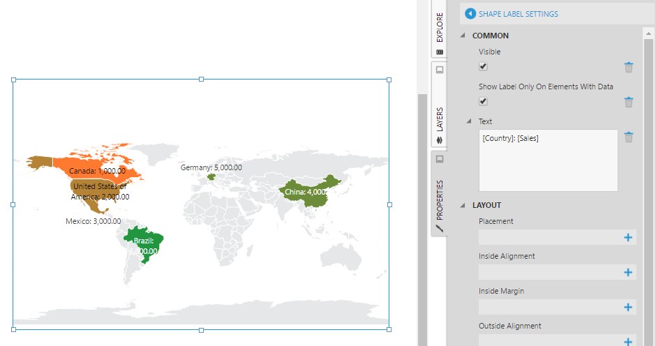 Hide shape labels not connected to data