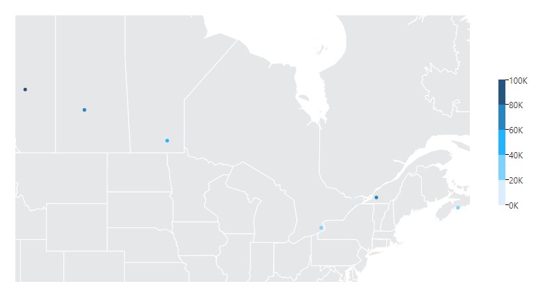 A legend displaying classes with rounded intervals