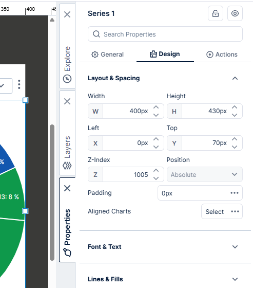 Pie series layout properties