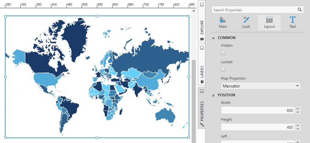 Change to the Mercator map projection