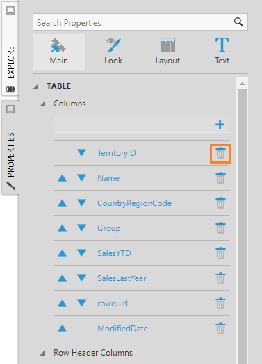 Remove columns from Properties