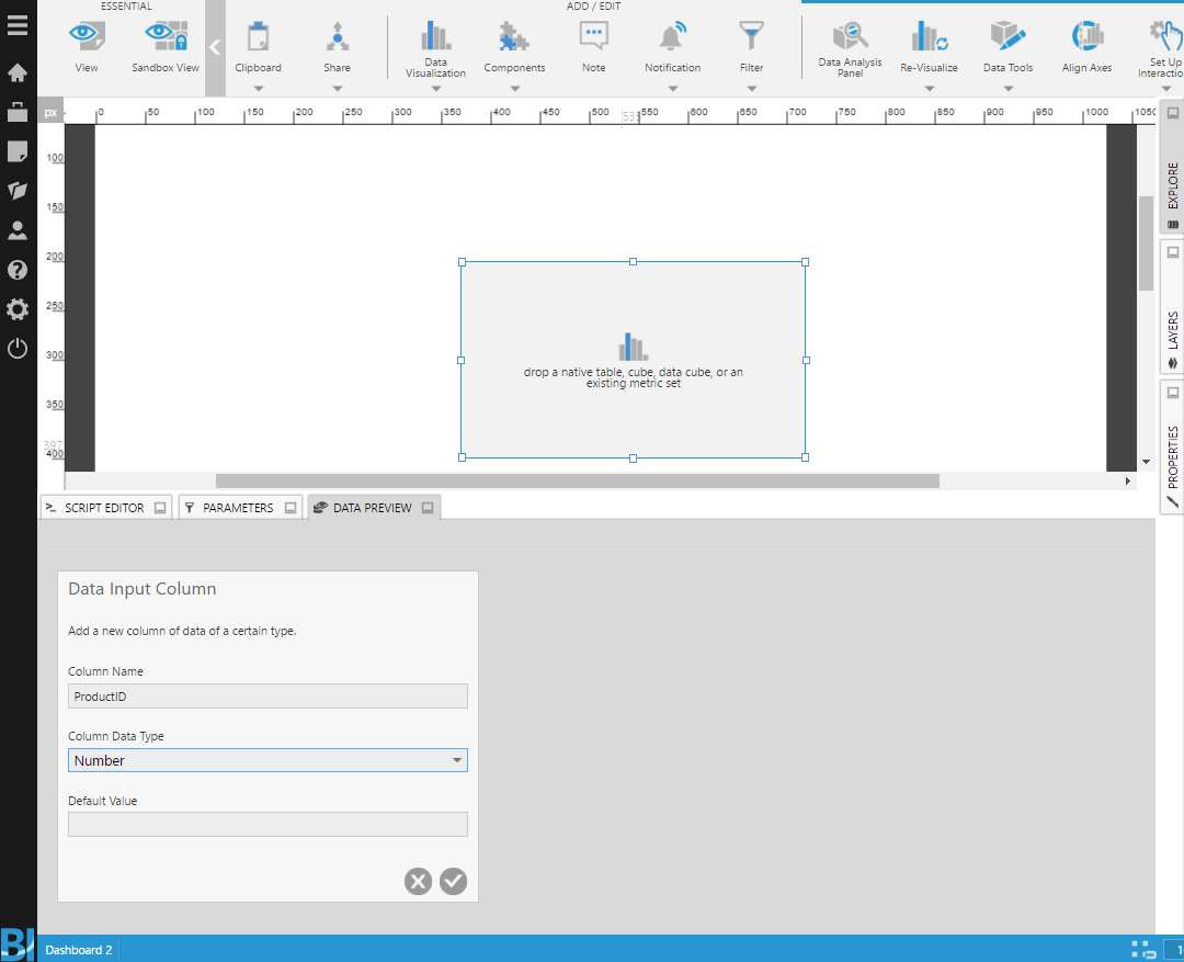 Complete the Data Input Column dialog and click submit