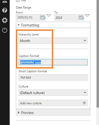 Changing the caption format for the month level 
