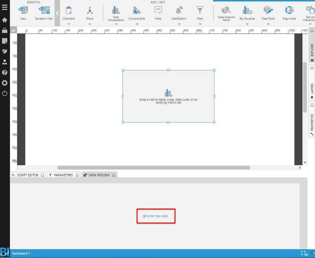 Click enter new data in the Data Preview window