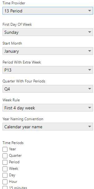 13 period calendar fields