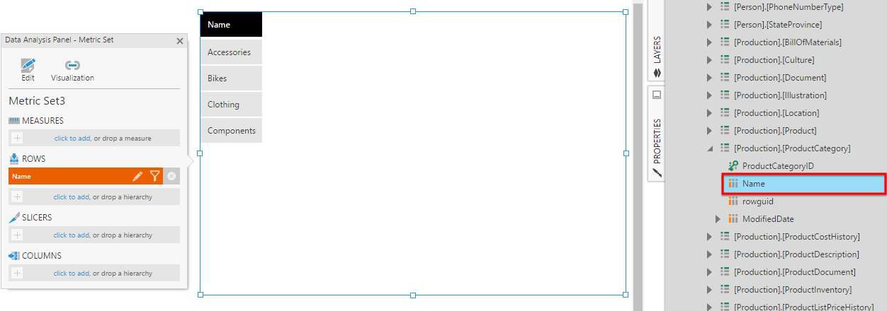 Creating a table with categories from a database