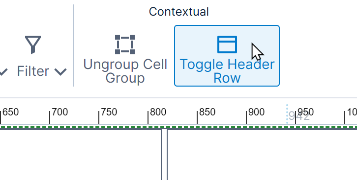 Toggle Header Row toolbar icon