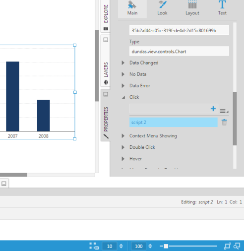 Script action for a Click event on a chart