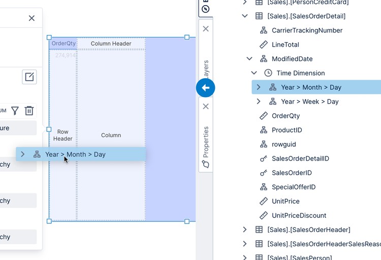 Drag  Year to Row Header