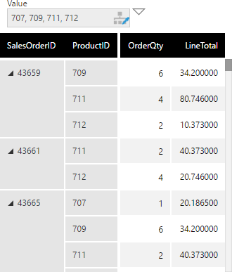 Connect a filter to the table visualization