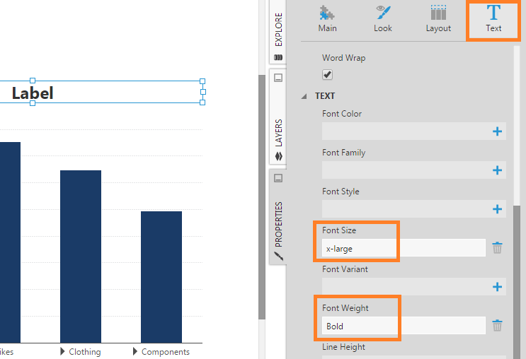 Set the label's text-related properties