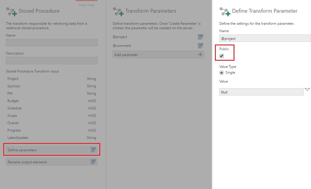 Set the parameters as public