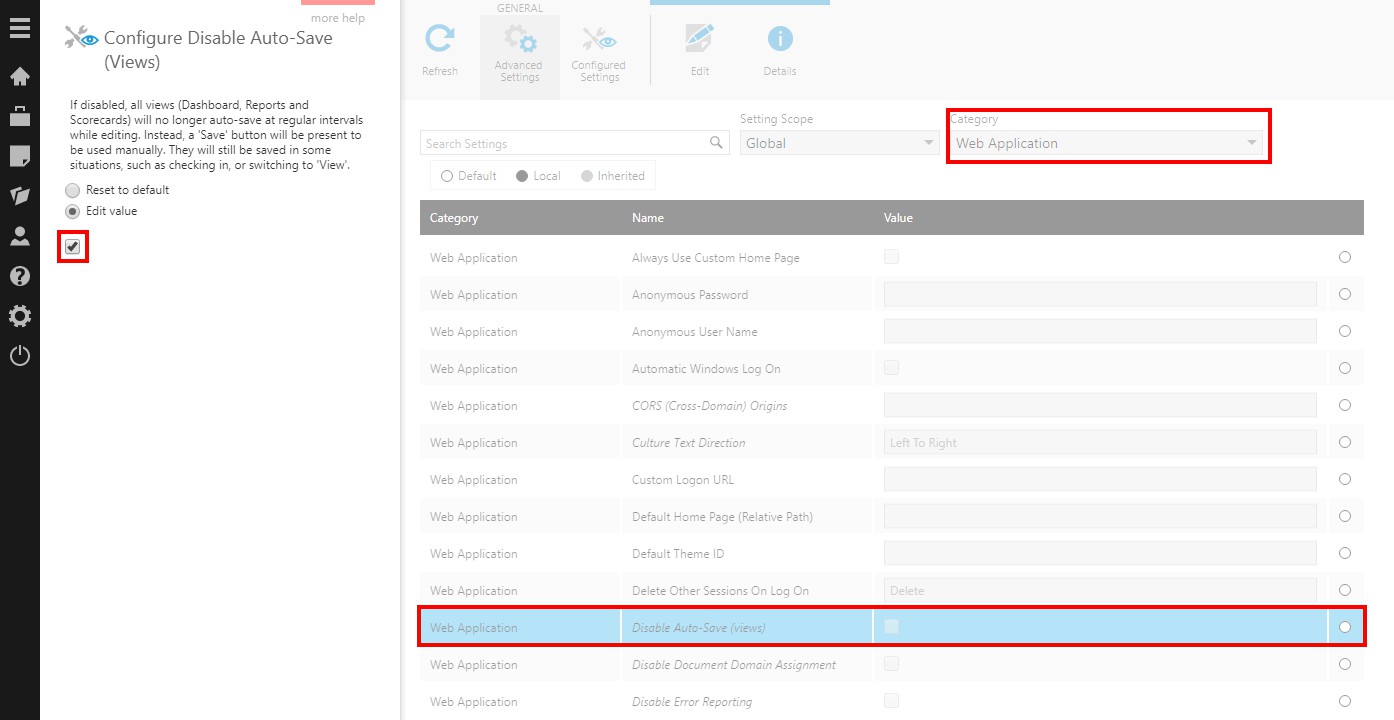 Disable Auto-Save (Views) configuration setting