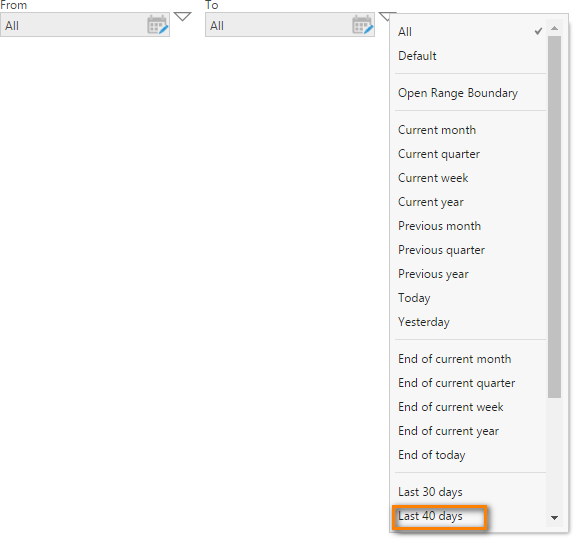 Custom token Last 40 days